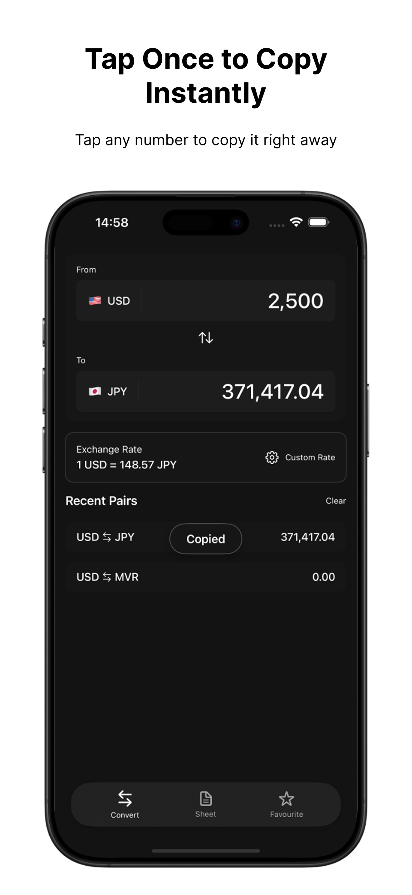 Currency Converter user interface – Frame 99